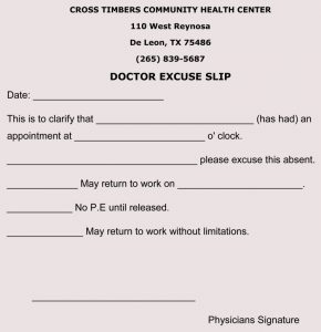 fake doctor's notes for school
